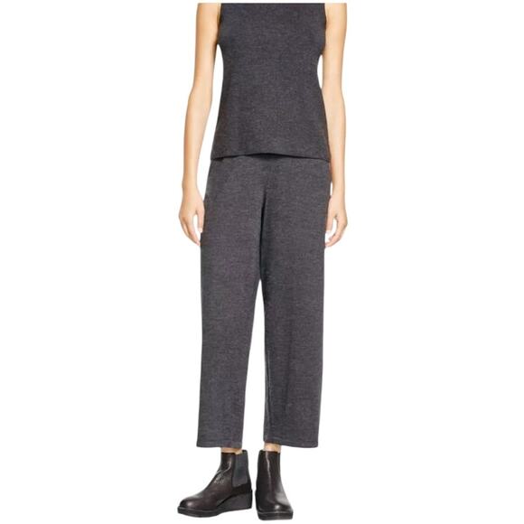 Eileen Fisher WOOL Charcoal Cropped Pants - Picture 2 of 11